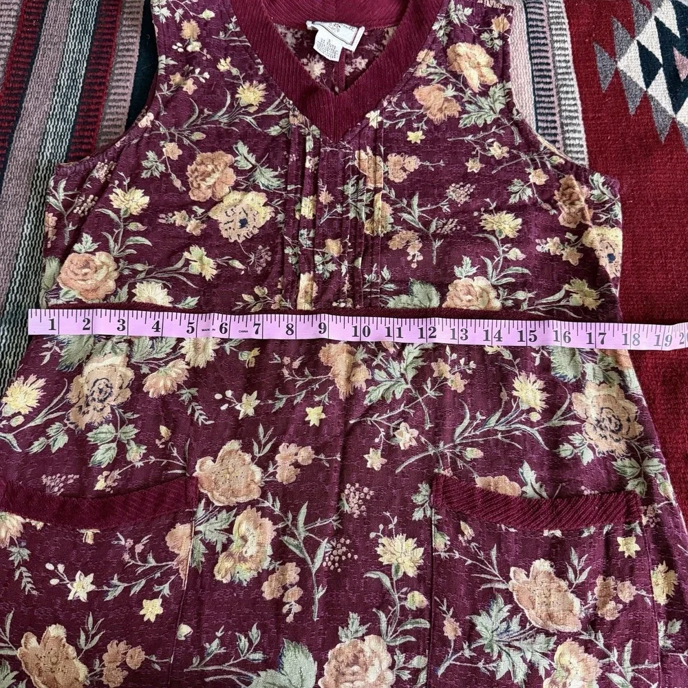 Vintage April Cornell Tapestry Midi Dress Sz S Burgundy Prairie Cottagecore Boho